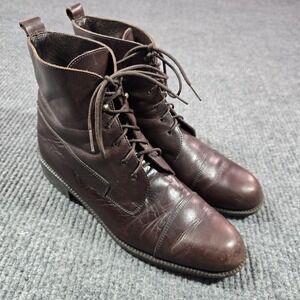 Made In Italy Boots Mens Size 11 Brown Leather Combat Lace Up Ankle Round Toe